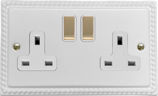 Georgian Flat White  2 Gang Socket