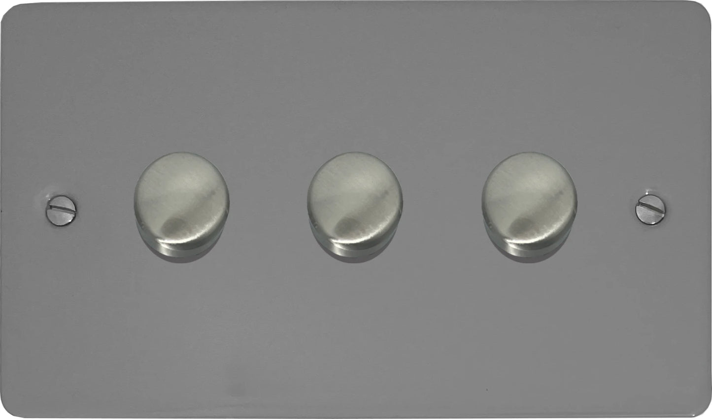 Flat Light Grey 3 Gang LED Dimmer