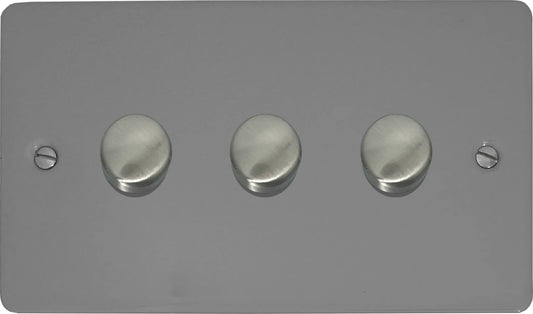 Flat Light Grey 3 Gang LED Dimmer