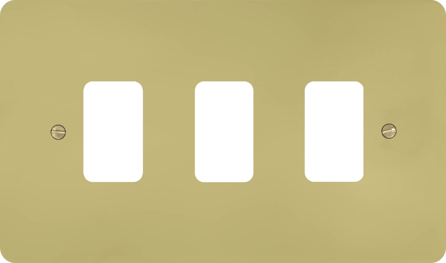 Flat Polished Brass 3 Gang Grid Plate
