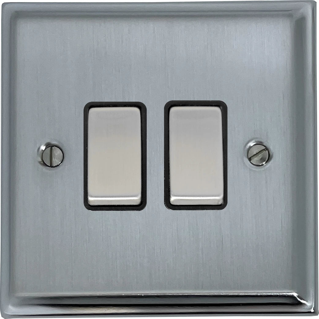 Deco Satin Chrome 2 Gang Switch