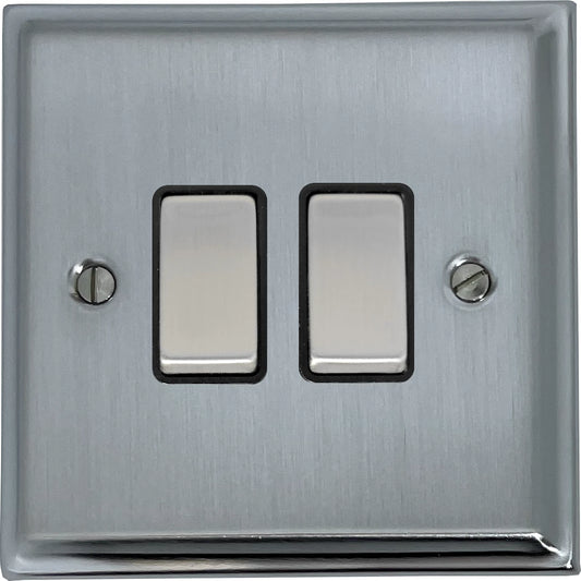 Deco Satin Chrome 2 Gang Switch