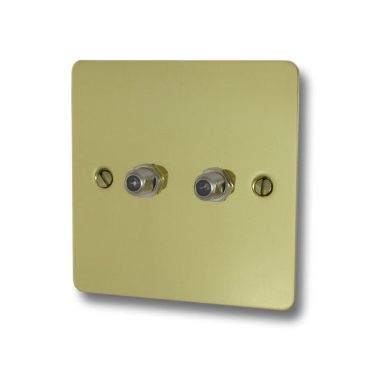 Flat Polished Brass 2 Gang Satellite Point
