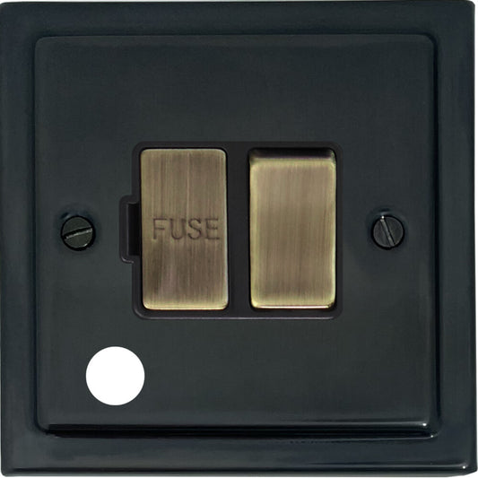 Victorian Black Bronze Switch Fused Spur with Flex Outlet