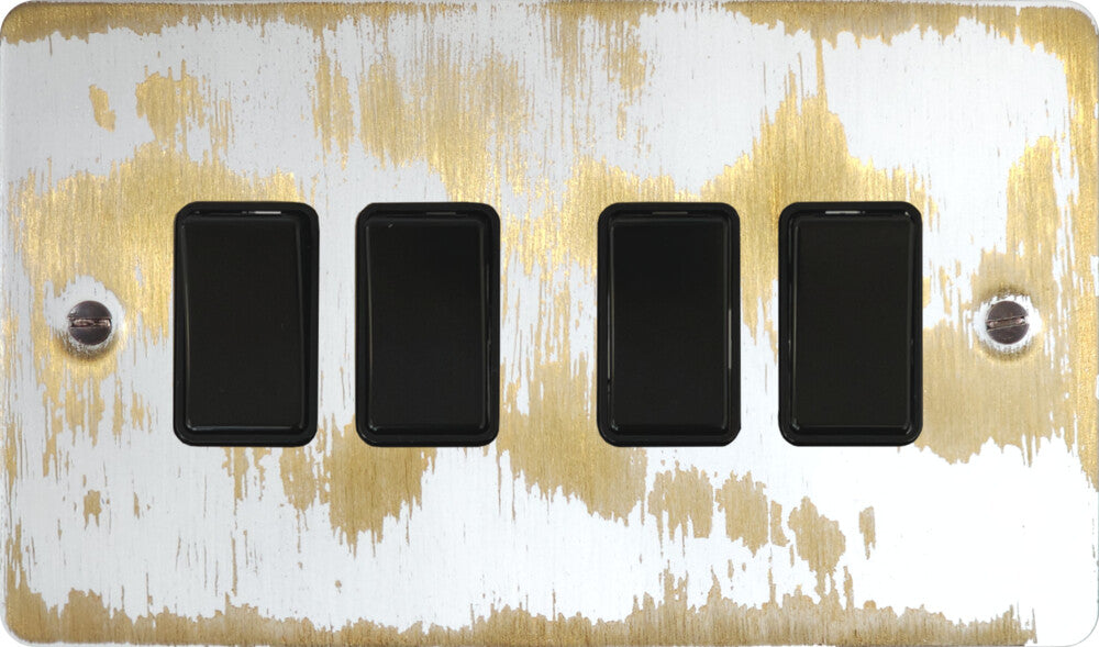 Flat Dover Bronze 4 Gang 2 Way Switch