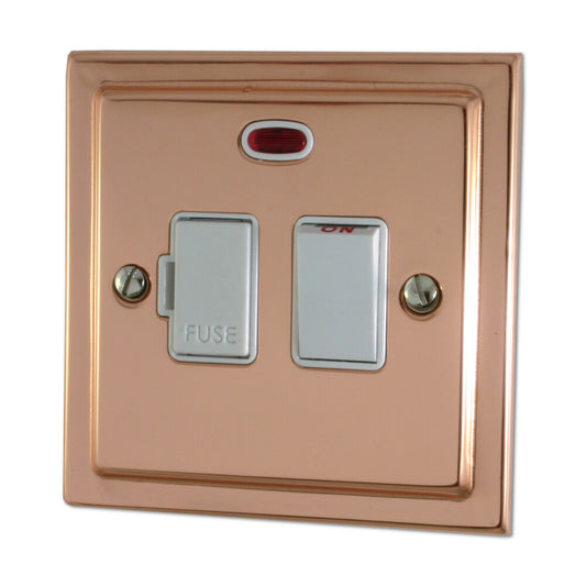 Victorian Polished Copper Switch Fused Spur & Neon