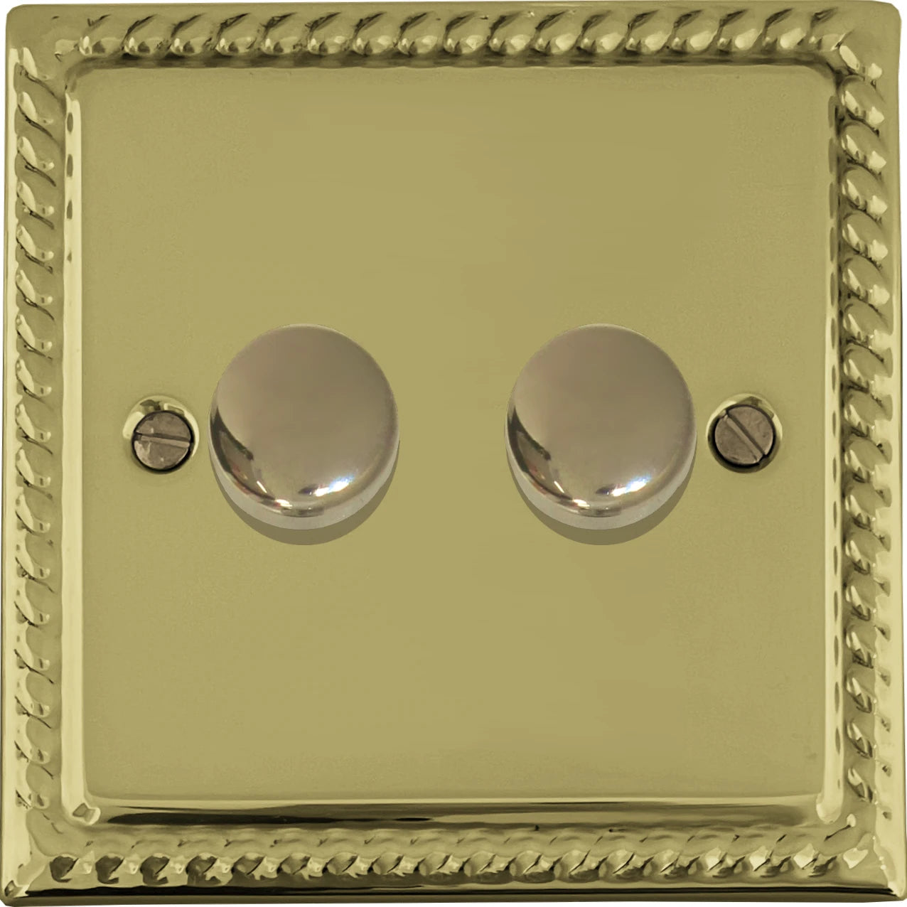 Georgian Polished Brass 2 Gang 120W LED Dimmer