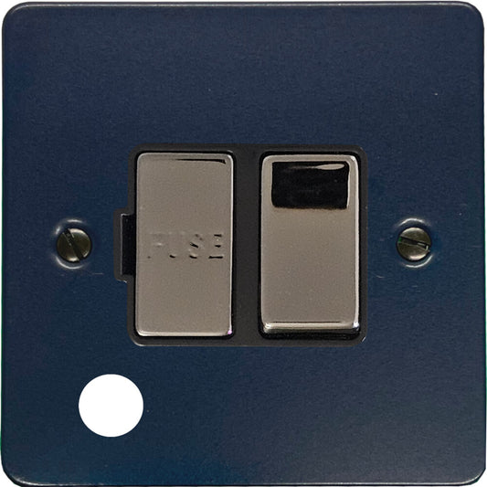 Flat Blue Switched Fuse Spur with Flex Outlet (Black Nickel Switch/Black Insert)