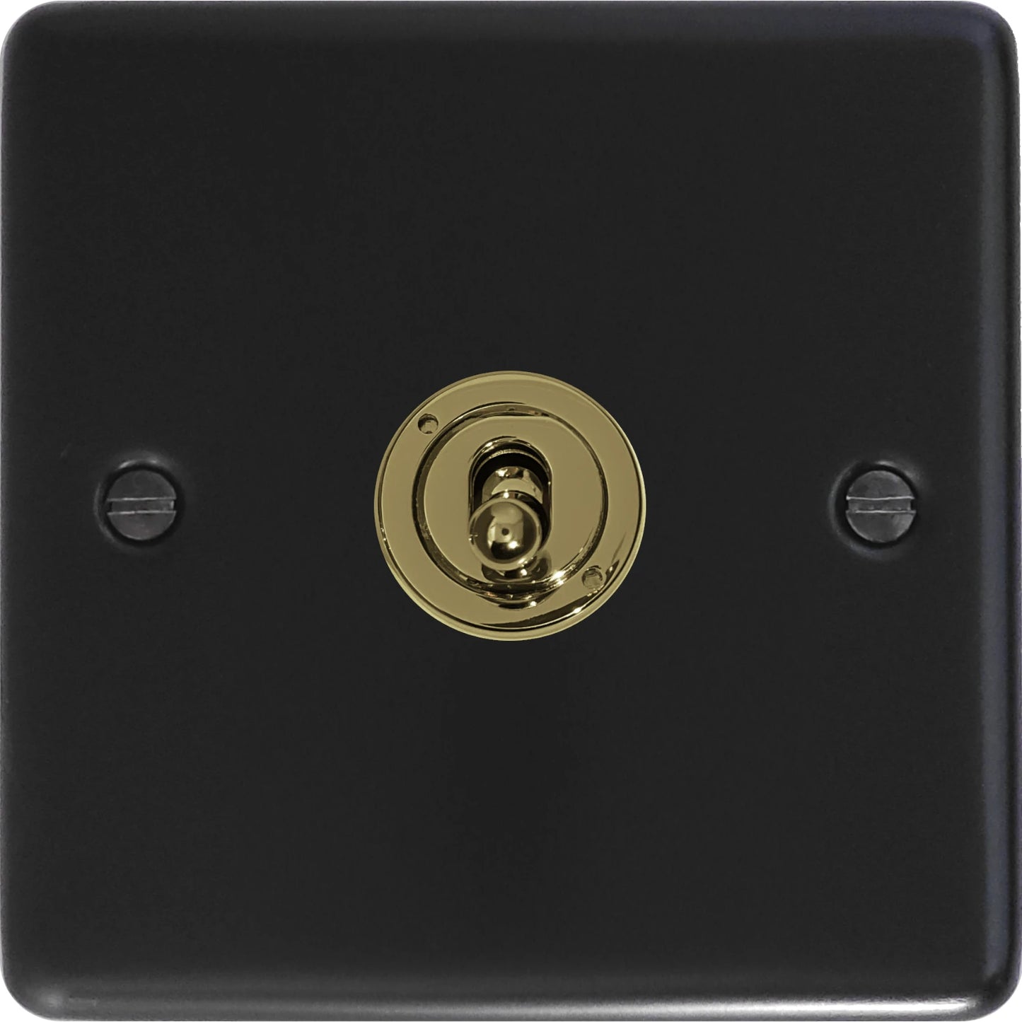 Contour Flat Black 1 Gang Intermediate Toggle (Brass Toggle)