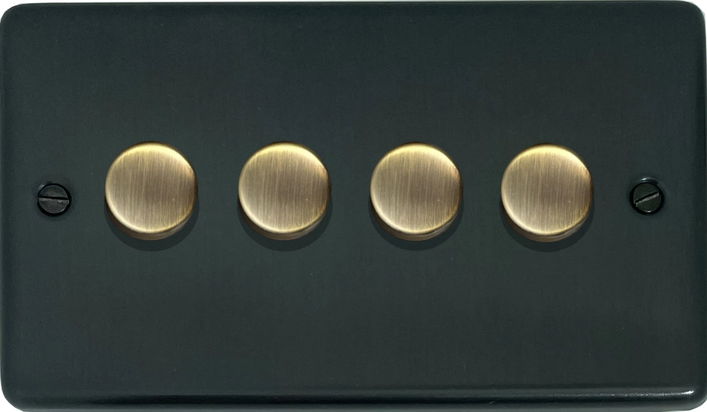 Contour Black Bronze 4 Gang LED Dimmer  (Antique Brass Cap)