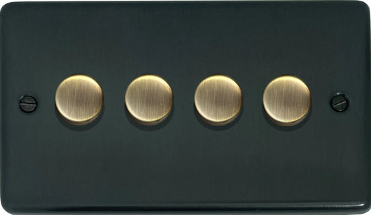 Contour Black Bronze 4 Gang LED Dimmer  (Antique Brass Cap)