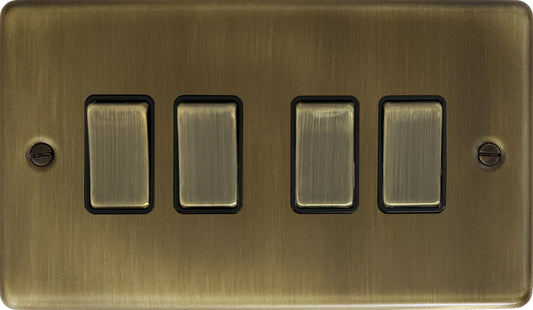 Contour Antique Brass 4 Gang Switch (Brass Switches)