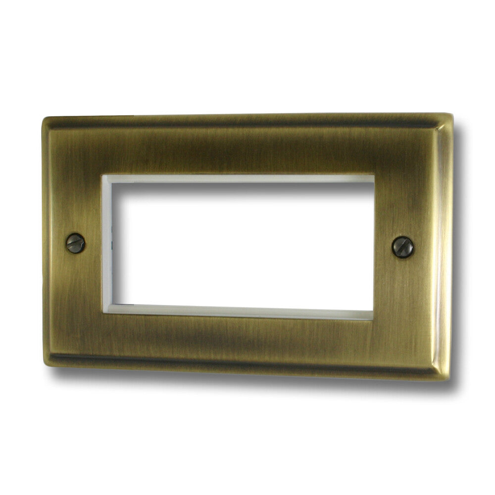 Deco Antique Brass 2 Gang 4 Module Plate