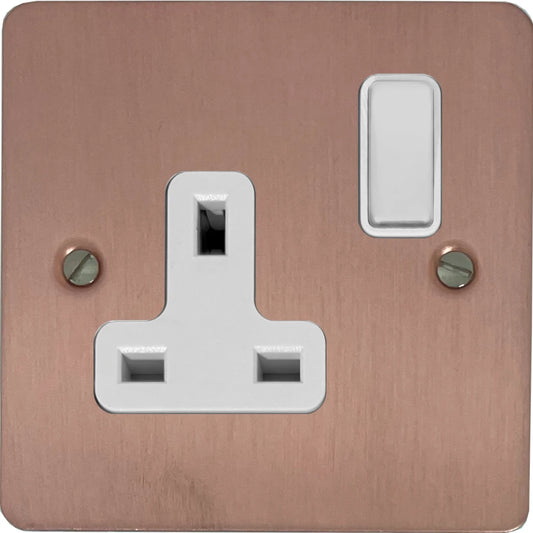 Flat Rose Gold 1 Gang Socket - Flat range electrical socket