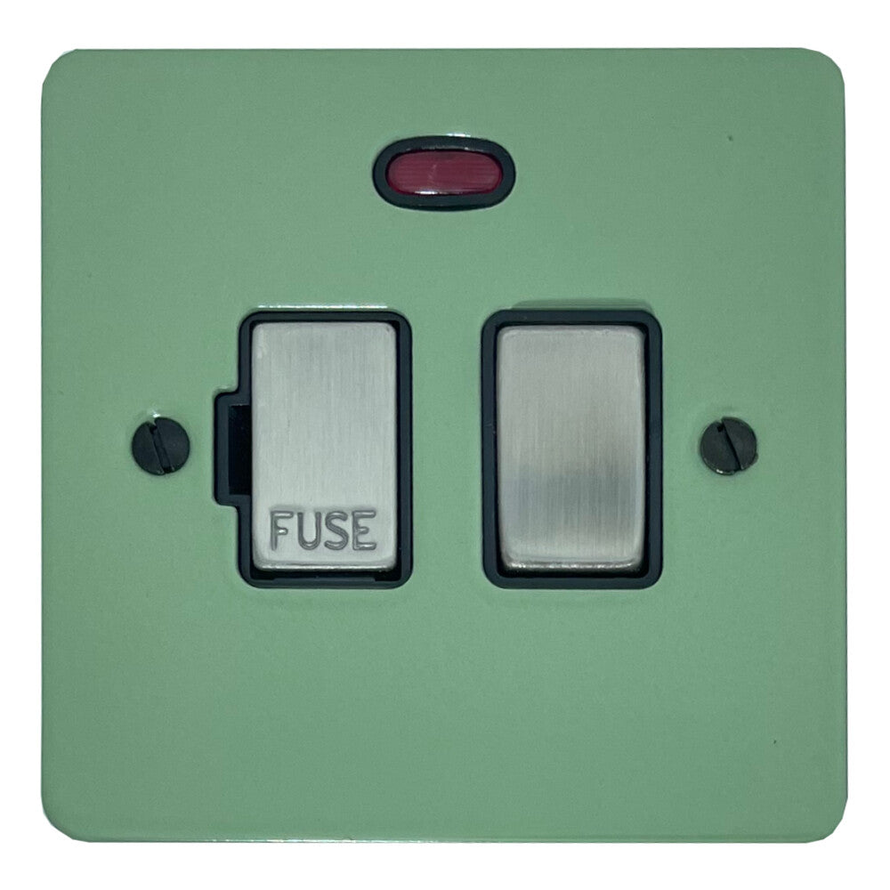 Flat Sage Green Switch Fuse Spur + Neon (Satin Chrome Switch/Black Insert)