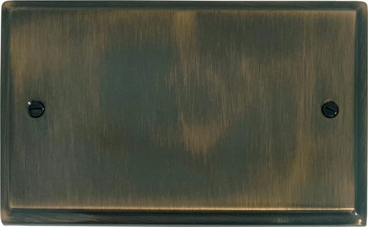 Deco Antique Brass Deco 2 Gang Blank