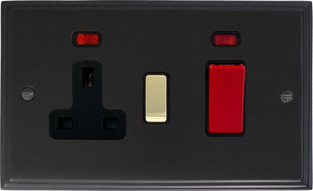 Victorian Flat Black Cooker Socket