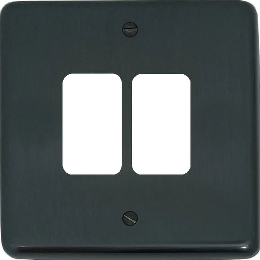 Contour Black Bronze 2 Gang Grid Plate