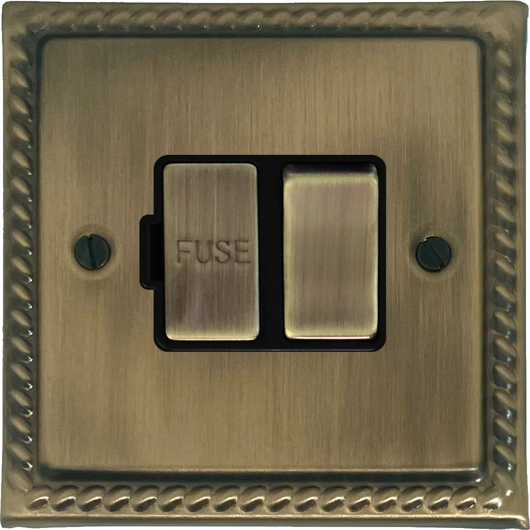 Georgian Light Antique Brass Switch Fused Spur (Brass Switches)