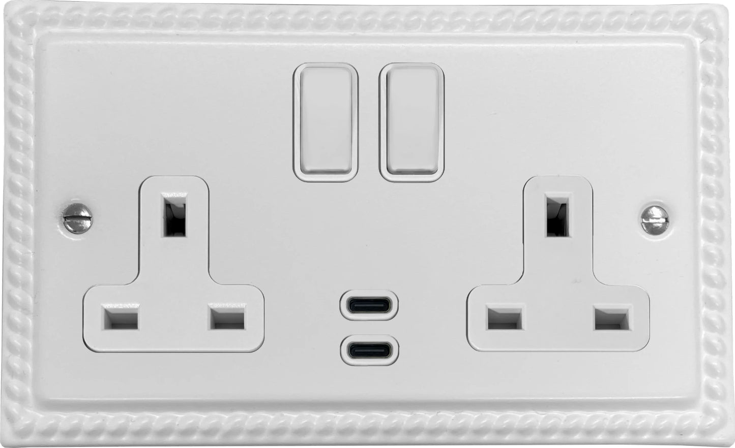 Georgian Flat White  2 Gang Socket with USBC