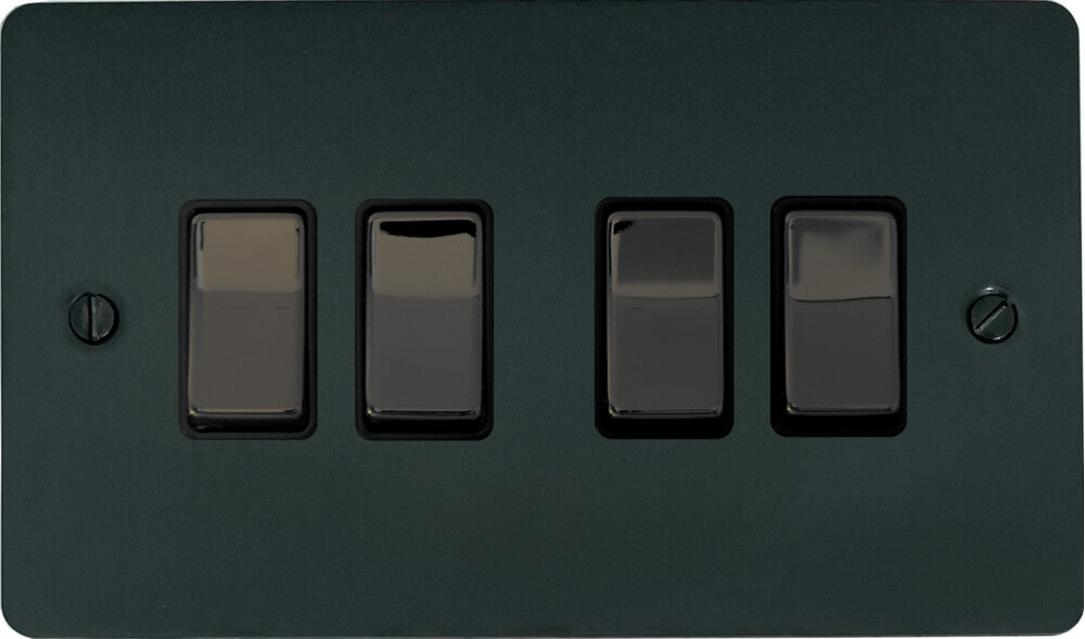 Flat Black Bronze 4 Gang 2 Way Switch