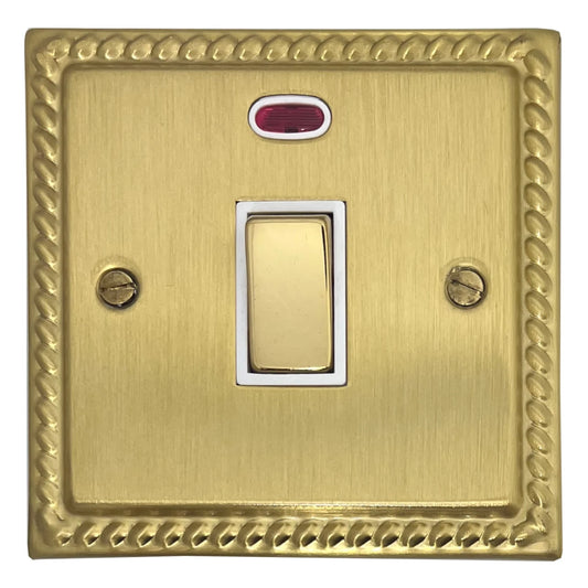 Georgian Satin Brass 20 Amp Dp Switch & Neon