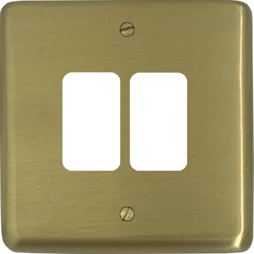 Contour Satin Brass 2 Gang Grid Plate