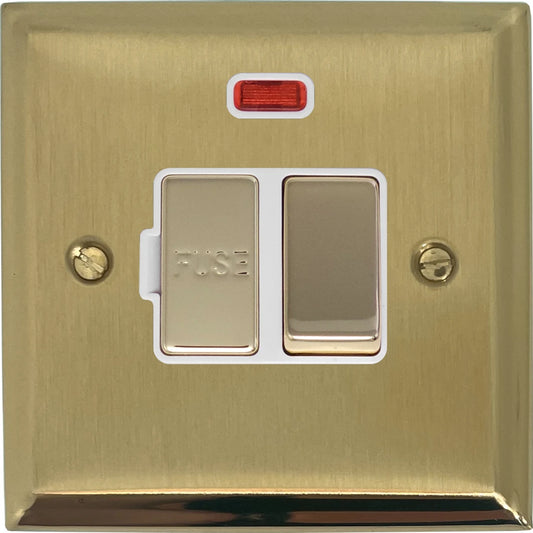 Deco Satin Brass Switch Fused Spur & Neon