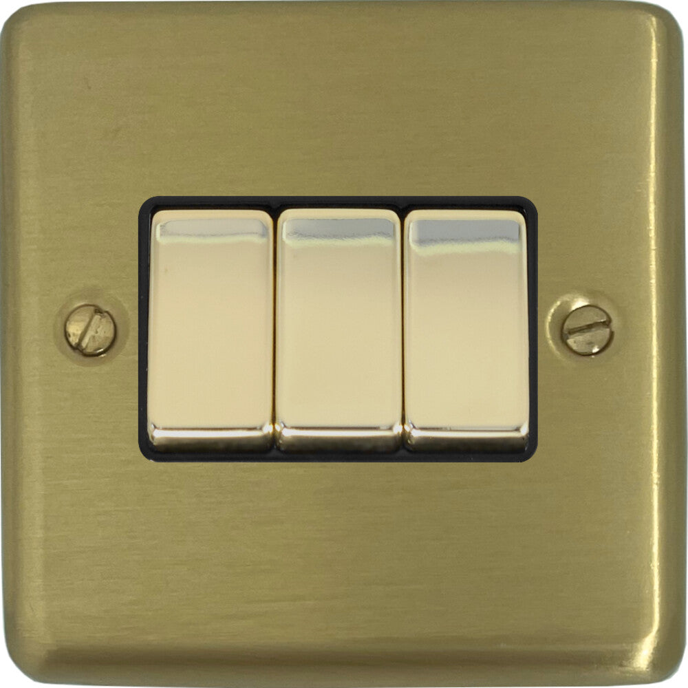Contour Satin Brass 3 Gang Switch