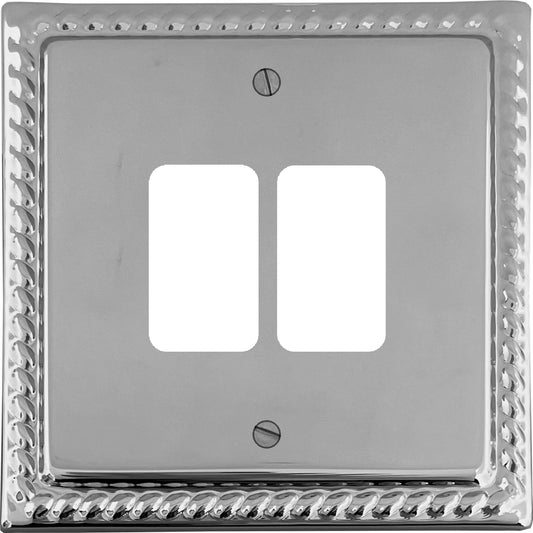 Georgian Polished Chrome 2 Gang Grid Plate