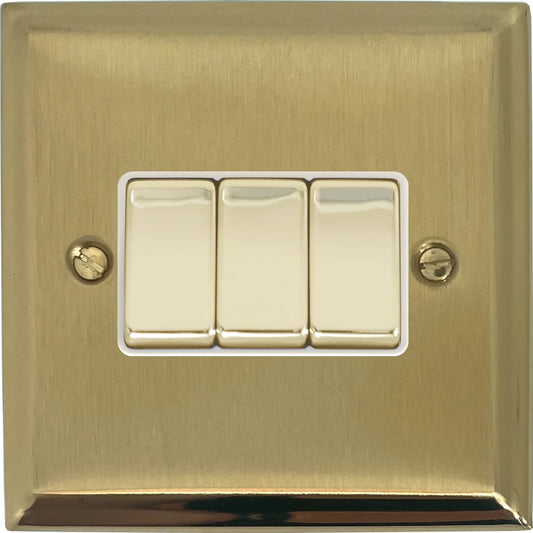 Deco Satin Brass 3 Gang Switch