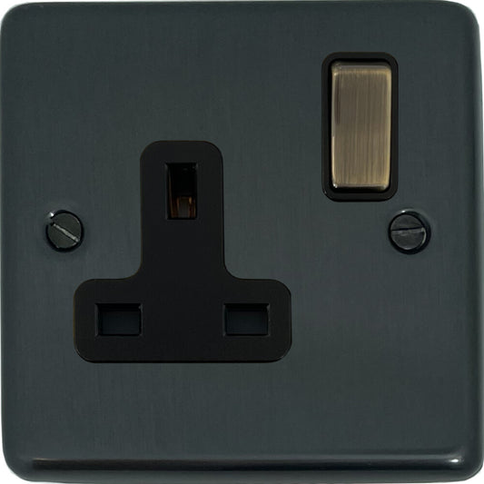 Contour Black Bronze 1 Gang Socket (Black Insert/Antique Brass Switch)