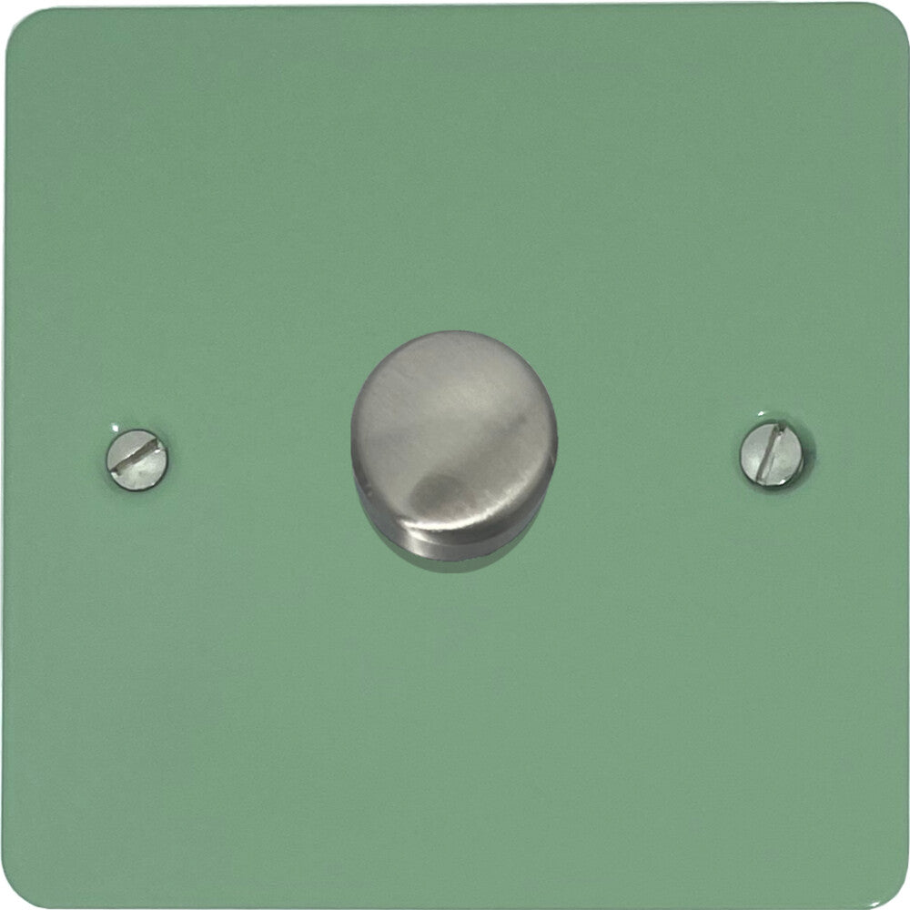 Flat Sage Green 1 Gang LED Dimmer (Satin Chrome Cap)