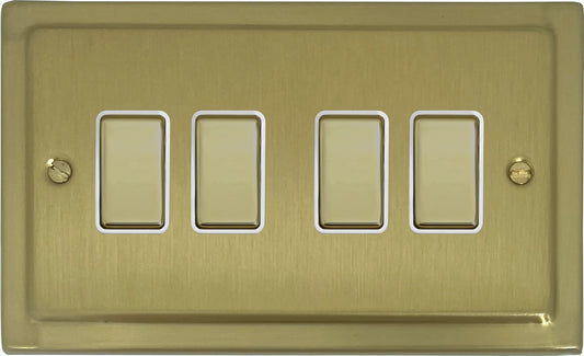 Trimline Satin Brass 4 Gang Switch
