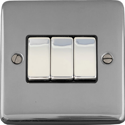 Contour Polished Chrome 3 Gang 2 Way Switch