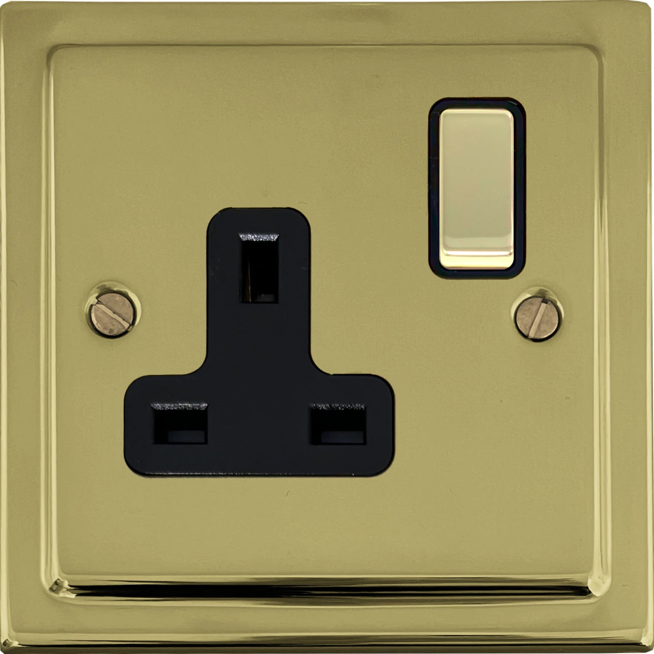 Victorian Polished Brass 1 Gang Switched Socket