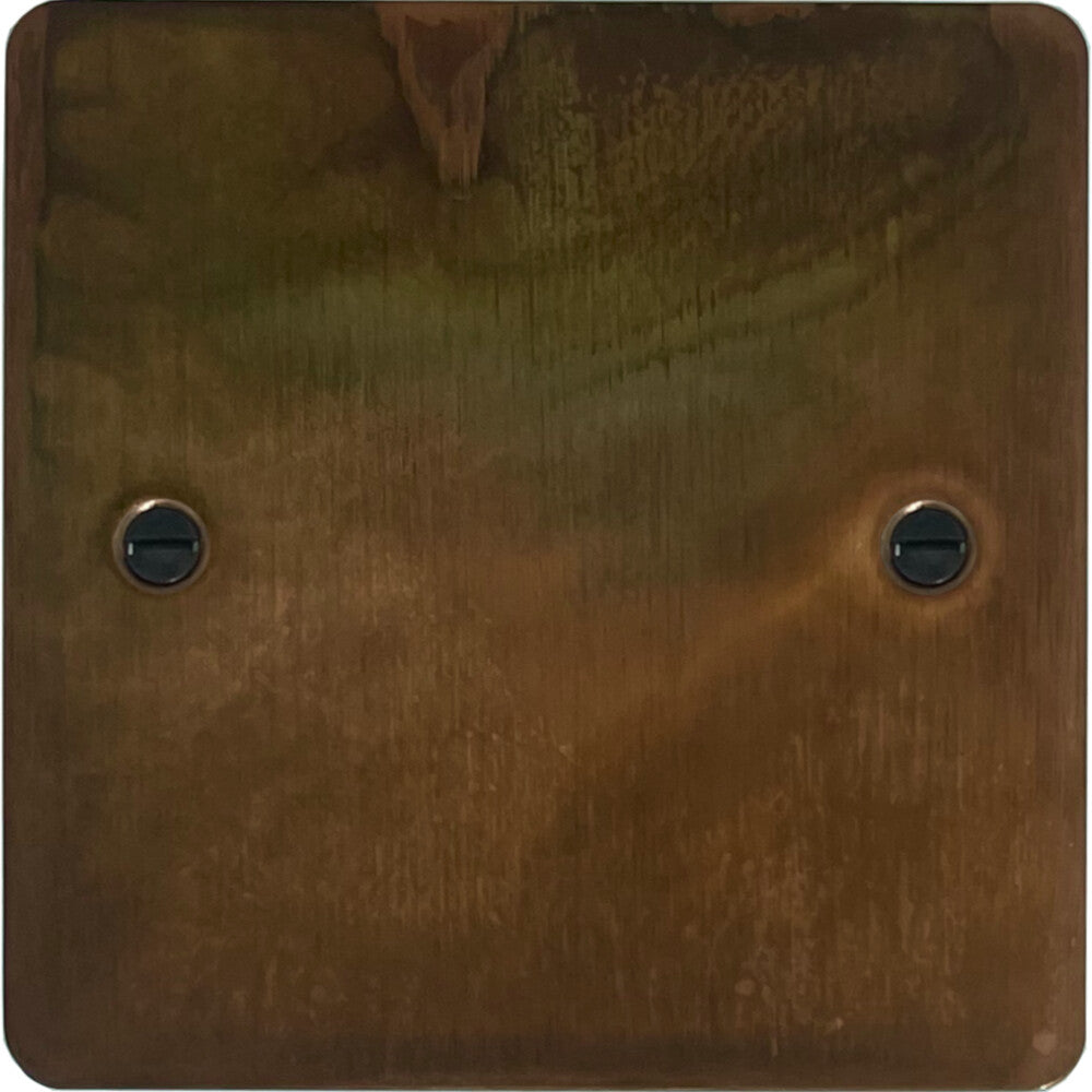 Flat Tarnished Copper 1 Gang Blank Plate