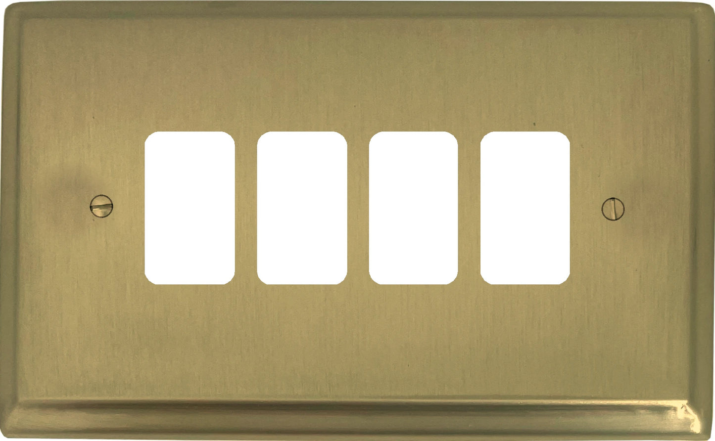 Deco Satin Brass 4 Gang Grid Plate