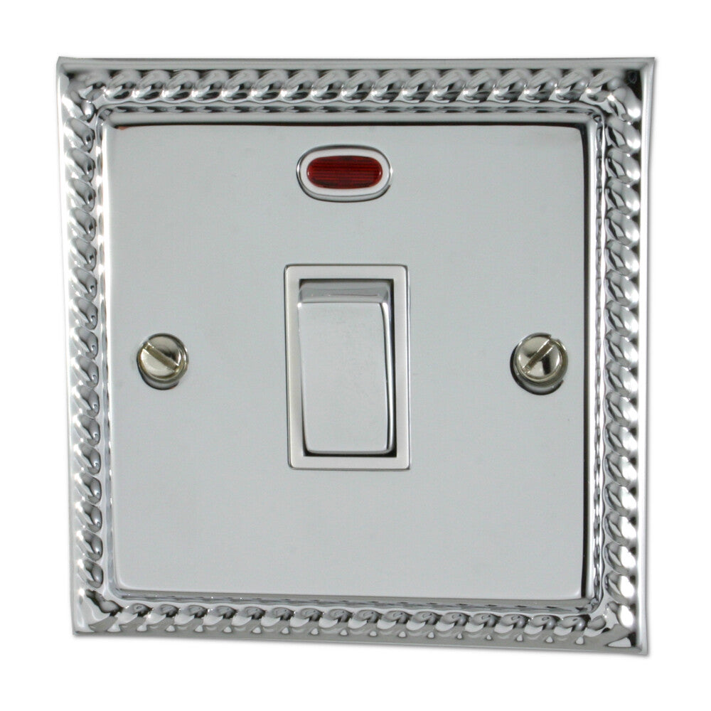 Georgian Polished Chrome 20 Amp Switch & Neon