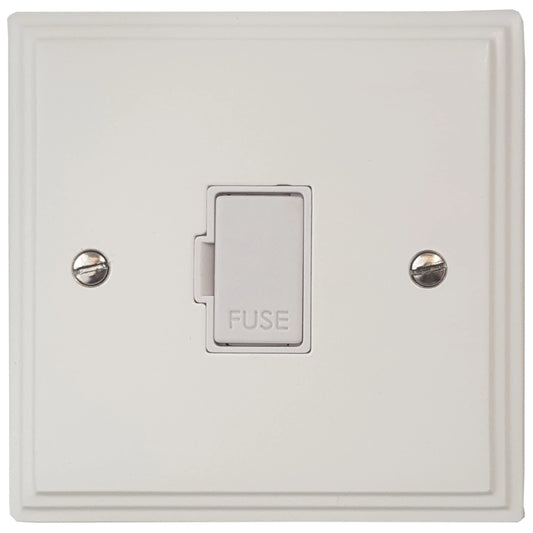 Victorian Flat White Unswitched Fuse Spur (White Insert)