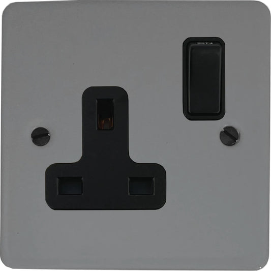 Flat Light Grey 1 Gang Switched Socket