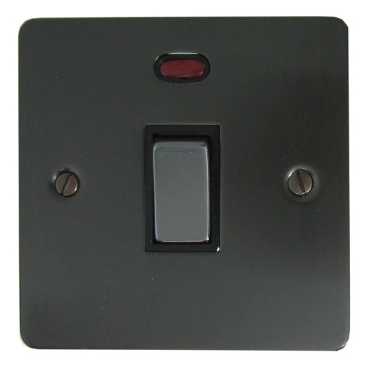 Flat Black Bronze 20A Dp Switch + Neon - Flat range electrical switch