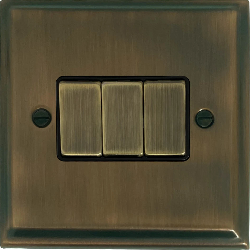 Deco Antique Brass 3 Gang Switch (Brass Switches)