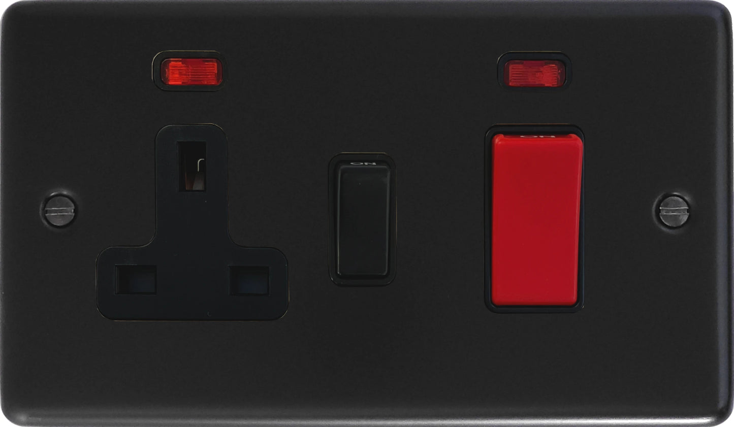Contour Flat Black Cooker Socket (Black Switch)