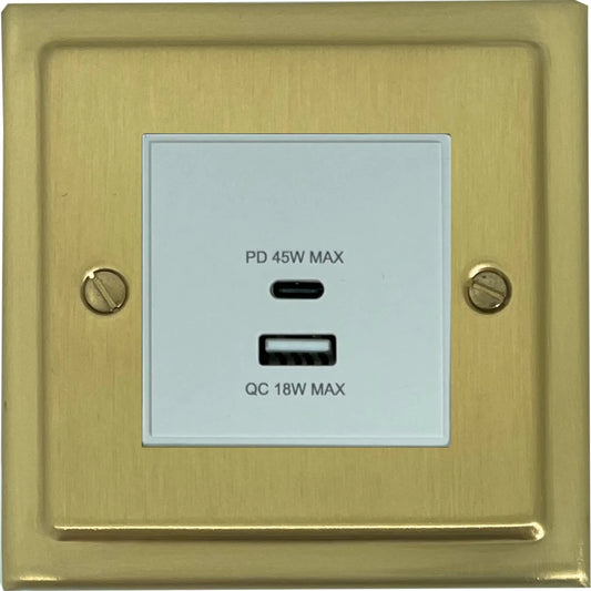 Trimline Satin Brass 45W Quick Charge USB Module