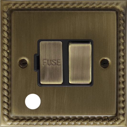 Georgian Antique Brass Switch Fused Spur with Flex Outlet (Brass Switch)