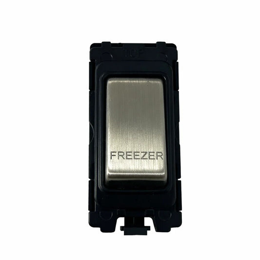 20A DP Switch - Engraved - Freezer - Black and Satin Chrome Switch