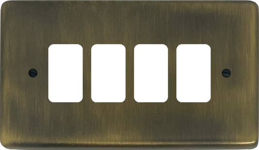 Contour Antique Brass 4 Gang Grid Plate