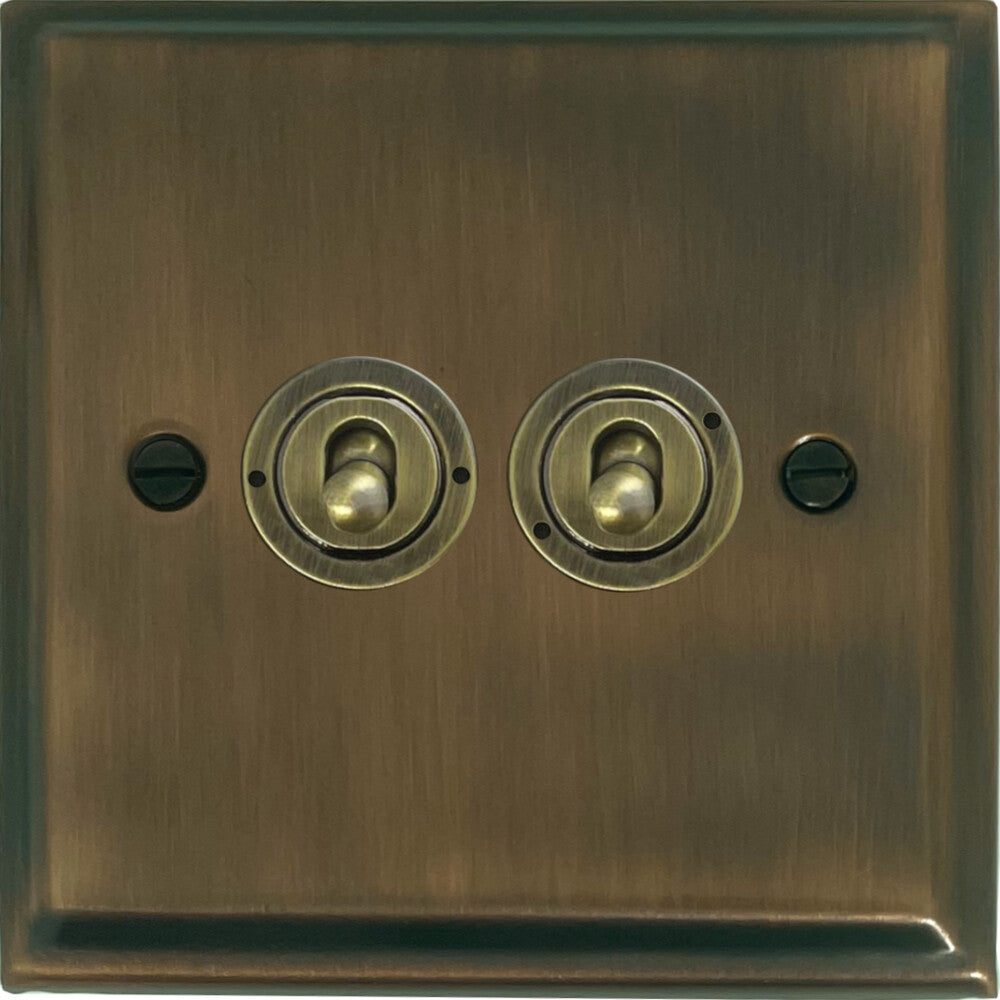 Deco Antique Brass 2 Gang Toggle Switch