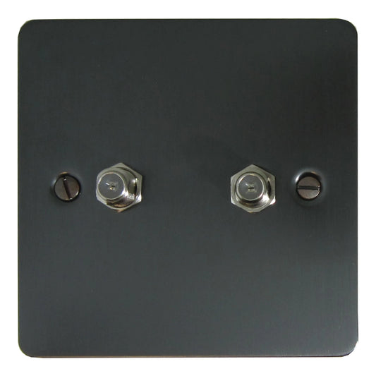 Flat Black Bronze 2 Gang Sat Point